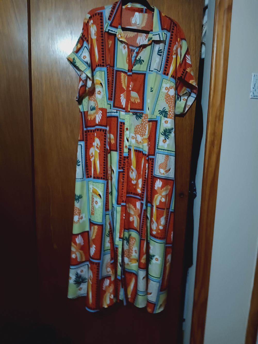 Live 4 Truth Red and Green Printed Button-Front Nightgown